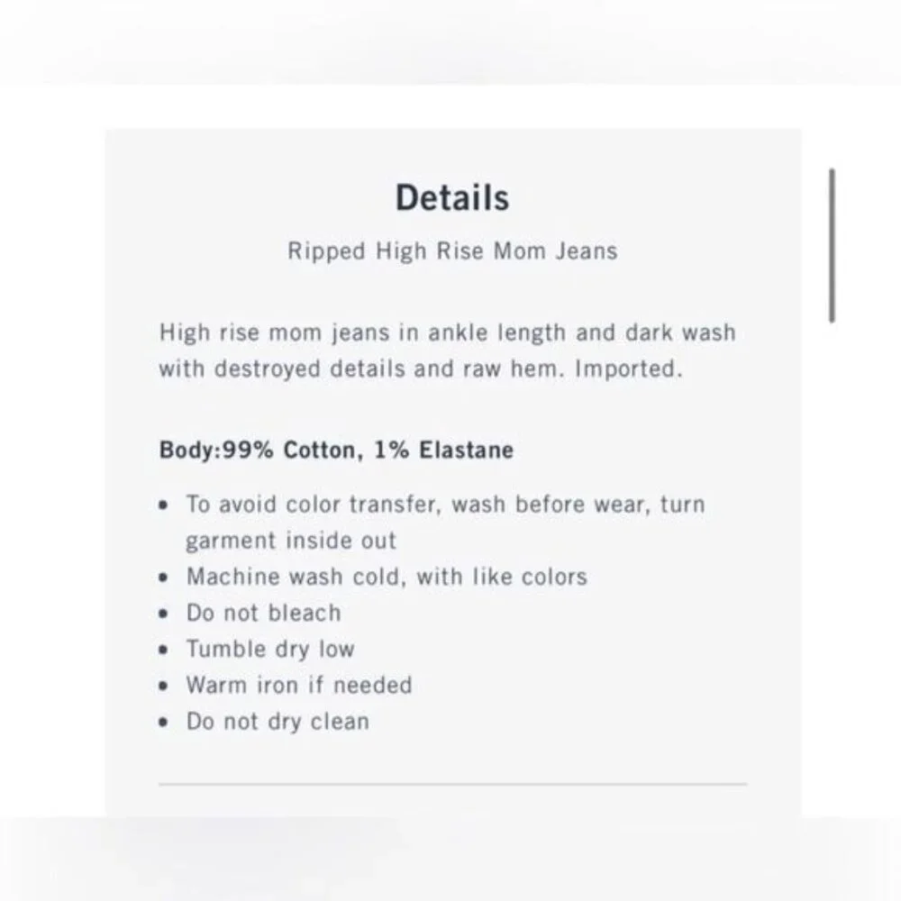 A&F High Rise Mom Jean 25 Regular Ripped Dark Wash‎ - Picture 7 of 8
